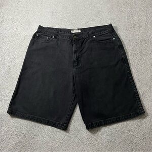 Classic Black Denim Men's Shorts 42 Y2K Vintage Grunge